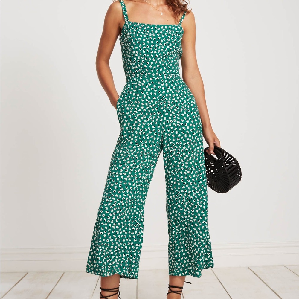 Faithfull the Brand Playa Jumpsuit in Green Floral Print